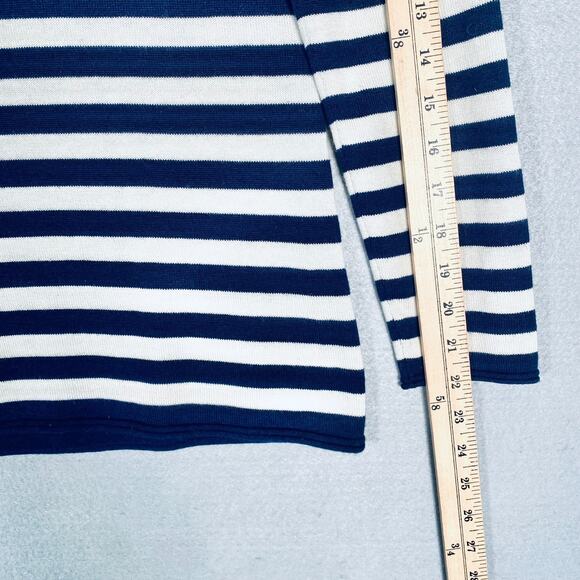 Brooks Brothers Sweater Womens L Blue Silk Cashmere Pullover Striped Parrots - Picture 10 of 11